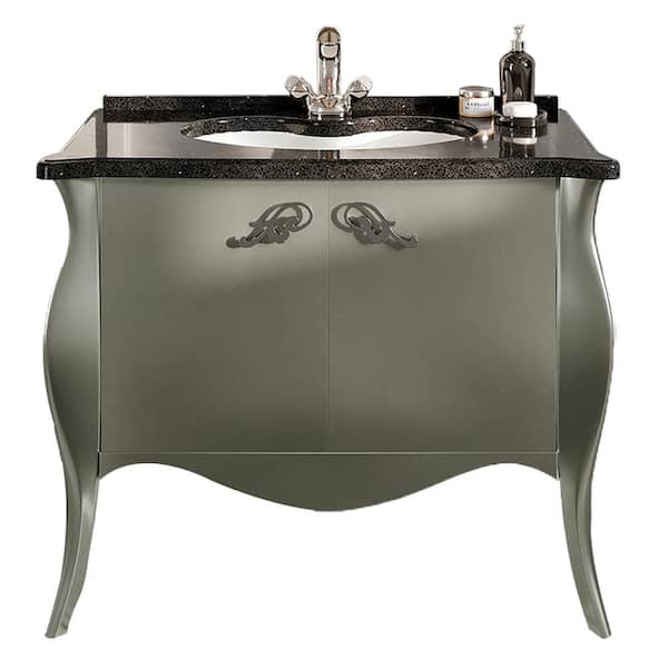 Ritz 34 in. Single Sink Silver Bath Vanity with Black Granite Top (Assembled)