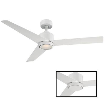 Lotus 54 in. LED Indoor/Outdoor Matte White 3-Blade Smart Ceiling Fan with 3000K Light Kit and Wall Control