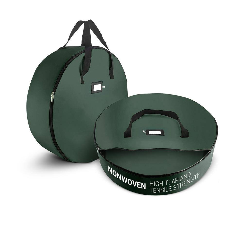 30 in. Artificial Green Nonwoven Christmas Wreath Storage Bag Holder (2-Pack) price history on PriceWatchPro
