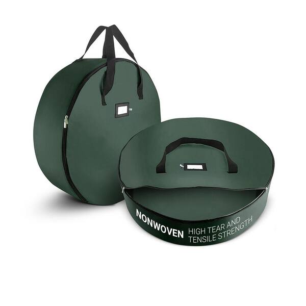 OSTO 30 in. Artificial Green Nonwoven Christmas Wreath Storage Bag Holder (2-Pack)