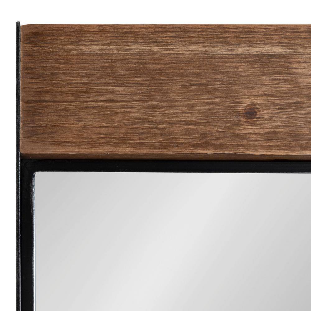 Rustic Brown and Black Rectangular Wood Wall Mirror