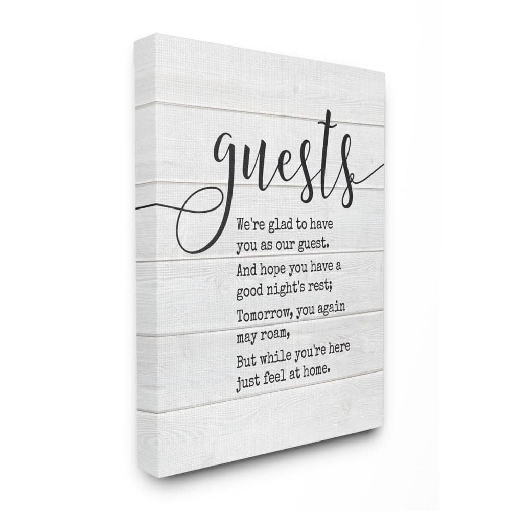 30 in. x 40 in. Guests Feel At Home by Lettered and Lined Printed Canv