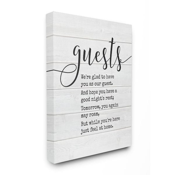 Stupell Industries 30 in. x 40 in. "Guests Feel At Home" by Lettered and Lined Printed Canvas Wall Art