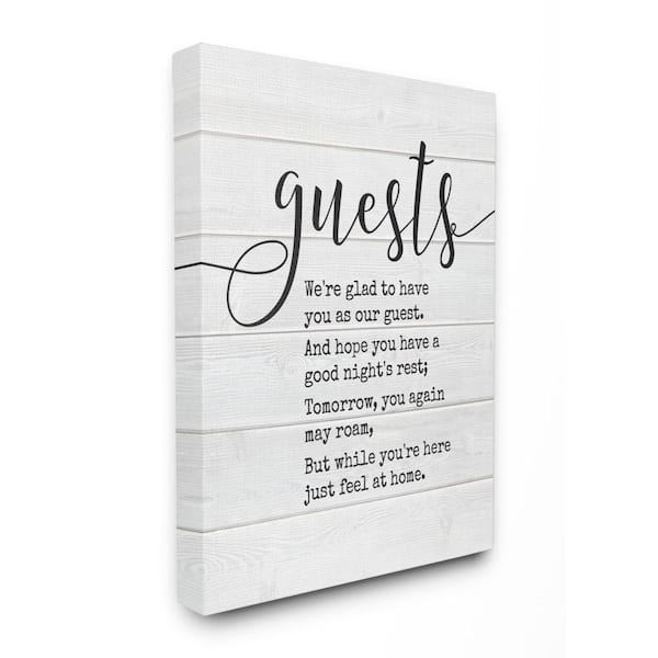 Stupell Industries 16 in. x 20 in. "Guests Feel At Home" by Lettered and Lined Printed Canvas Wall Art