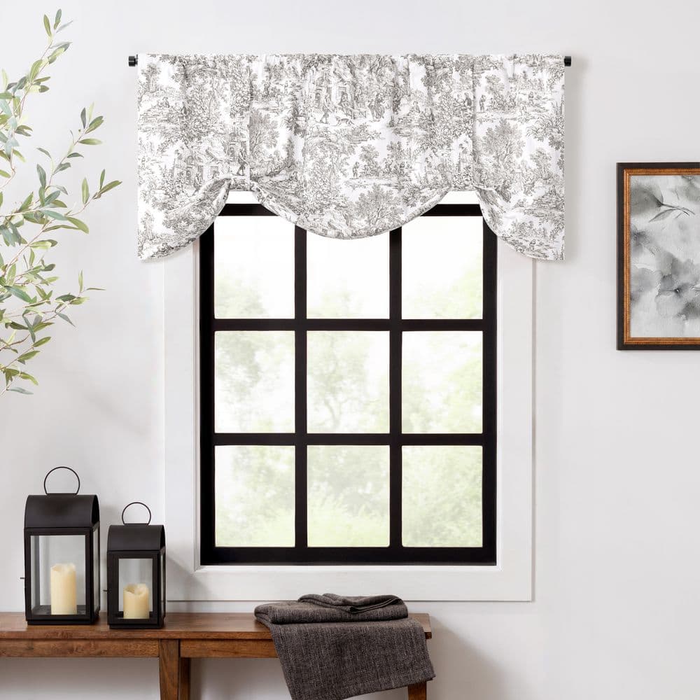 Victoria Park Toile 24 in. L Cotton Tie-Up Valance in Grey price history on PriceWatchPro