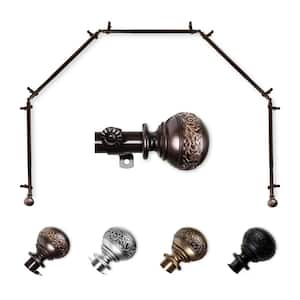 13/16" Dia Adjustable 5-Sided Bay Window Curtain Rod 28 to 48" (each side) with Douglas Finials in Cocoa