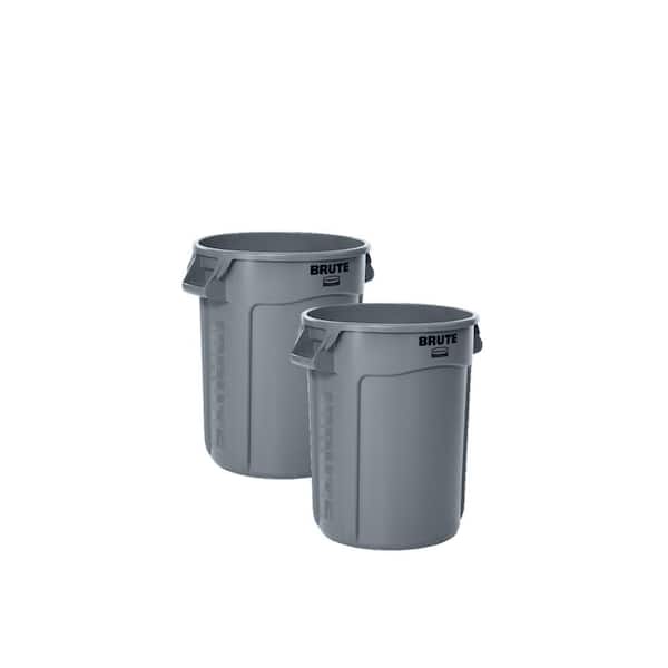 Brute 10 Gal. Round Outdoor Trash Can with Lid (2-Pack)
