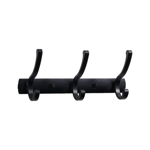 ALEASHA 3 J-Hook Robe/Towel Hook in Matte Black AL-8J888B - The Home Depot