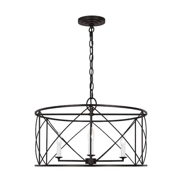 Generation Lighting Beatrix 22 in. W x 14 in. H 4-Light Aged Iron Indoor Dimmable Large Lantern Chandelier with No Bulbs Included