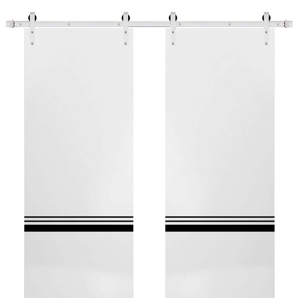 24 in. x 80 in. 2 Panel White Solid Wood with Honeycomb Wood Sliding Barn Door with Hardware Kit price history on PriceWatchPro