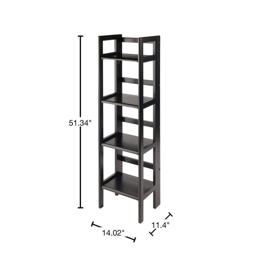 51.34" Black Solid Wood Folding Bookcase for Kids