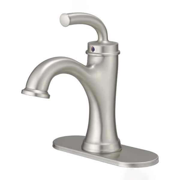 Unbranded Single Handle Single Hole Bathroom Faucet with Drain Assembly in Brushed Nickel