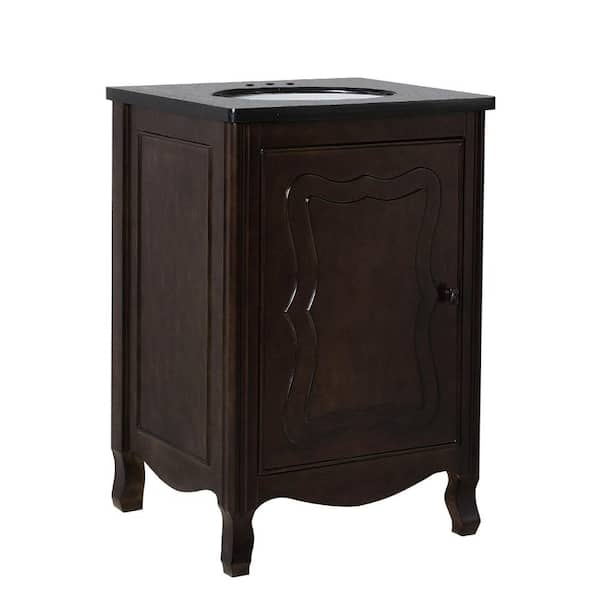 Moraga 24 in. W x 22 in. D x 36 in. H Single Vanity in Sable Walnut with Granite Vanity Top in Black with White Basin