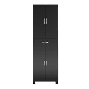 Lonn 23.46 in. x 75.25 in. x 15.4 in. 4 Shelves 1 Drawer Freestanding Cabinet in Black