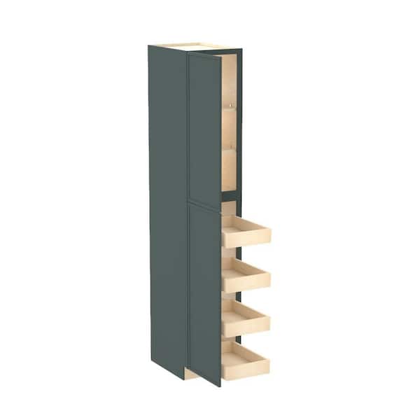 Home Decorators Collection Franklin 18 in. W x 24 in. D x 96 in. H Assembled Plywood Pantry Kitchen Cabinet in Verdant Green 4ROT Soft Close LH