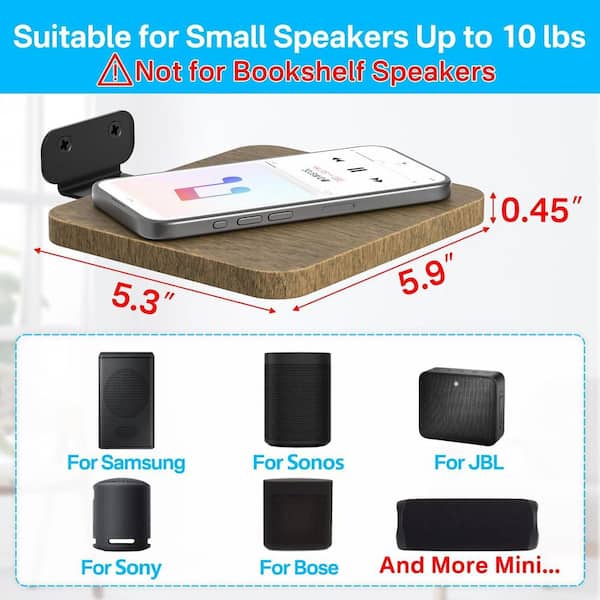 Vrbgify Universal Speaker Wall Mount, Wooden Floating Wall Shelves