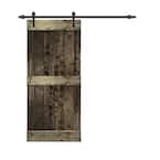 Mid-Bar Series 30 in. L x 84 in. H Solid Espresso Stained Pine Wood Interior Sliding Barn Door with Hardware Kit