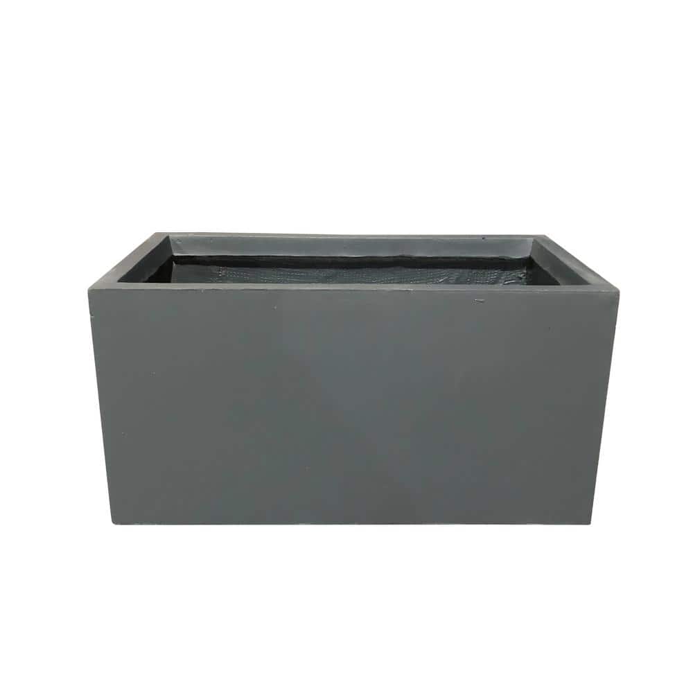 23 in. L Charcoal Lightweight Concrete Modern Long Low Outdoor Planter Seamless with Drainage Hole (Set of 2) price history on PriceWatchPro