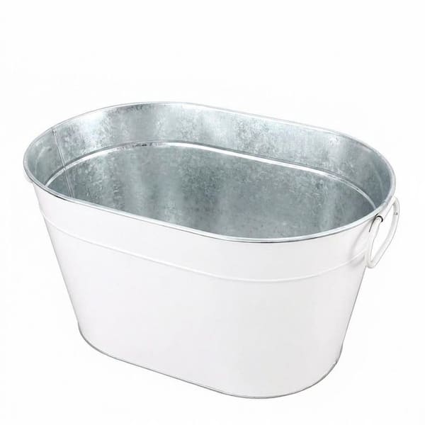 12L Galvanized Metal Beverage Tub with Handles, 15 in. Diameter x 8.11 in. H, Indoor and Outdoor Use