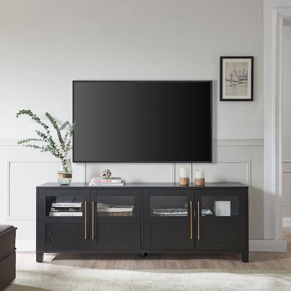 Meyer&Cross Holbrook Black Grain Rectangular TV Stand for TV's up