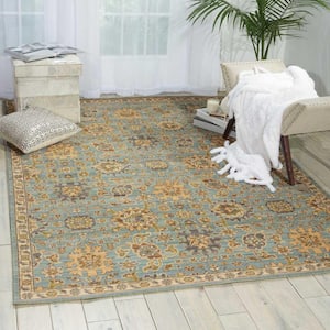 Timeless Light Blue 8 ft. x 10 ft. Bordered Traditional Area Rug
