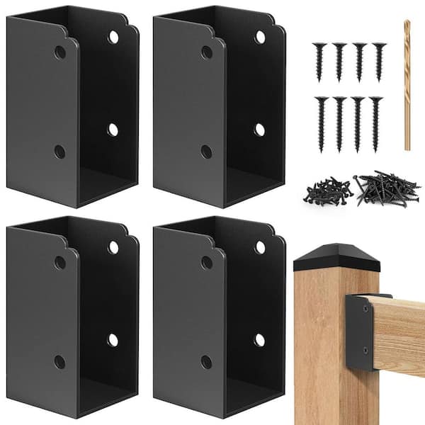 Afoxsos Steel Deck Railing Bracket Connectors with Coated Screws & Drill Bit Durable Outdoor Use 4 Pack