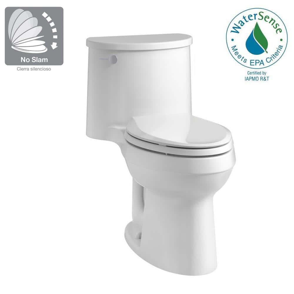 White High Efficiency Elongated One-Piece Toilet with Chrome Lever