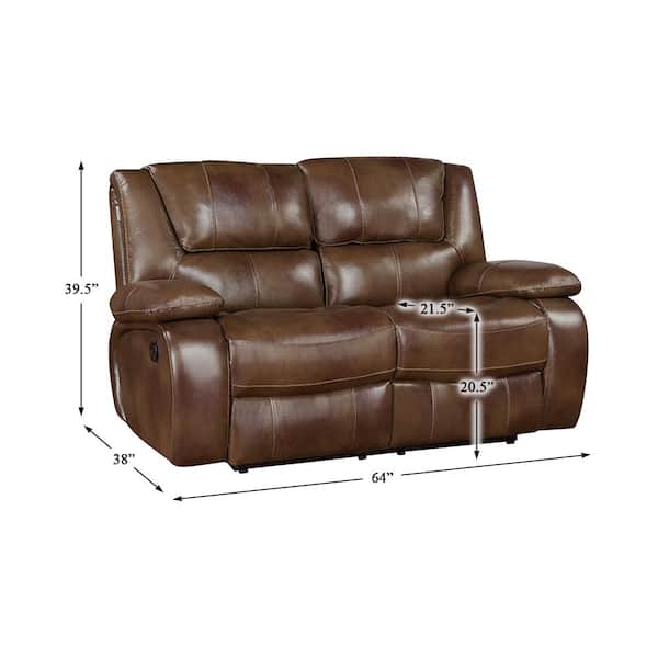Lazzara Dimitri 64 in. W Brown Leather Manual Double Reclining