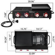 4-Burner Portable Propane Tailgater Grill Griddle Combo in Black