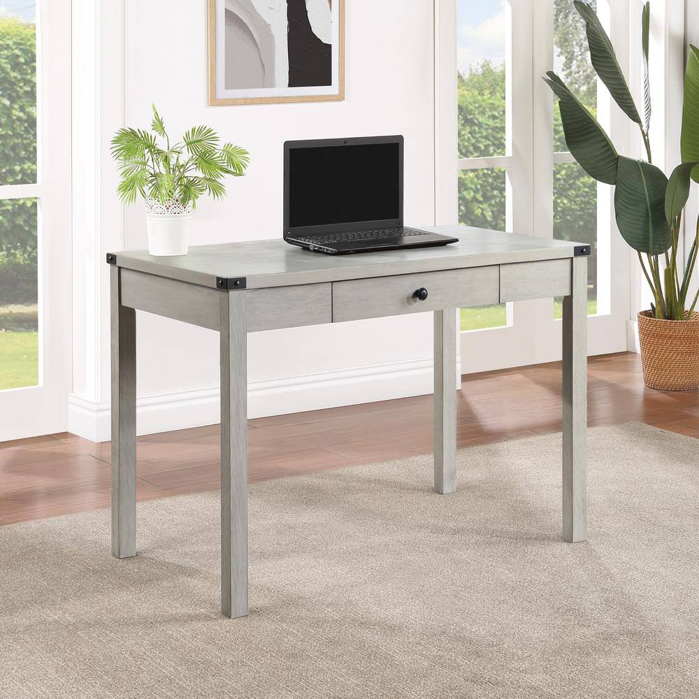 Champagne Oak Wood Writing Desk with Drawer and Keyboard Tray