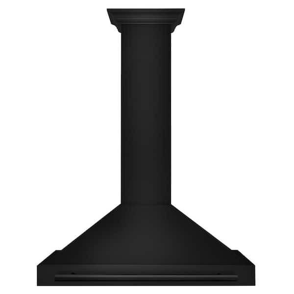 36 in. 400 CFM Convertible Wall Mount Range Hood with LED Light and Handle in Black Stainless Steel