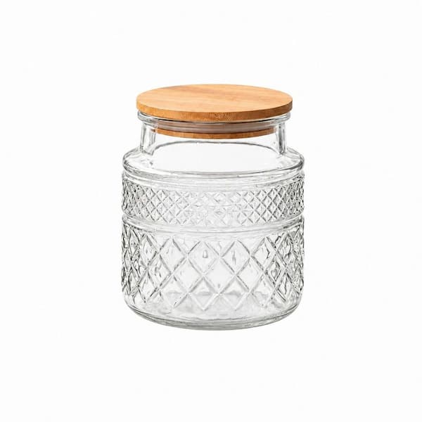38 floz Airtight Bamboo Lid Thick Glass Storage Jar with Wide Mouth for Kitchen Pantry Organization