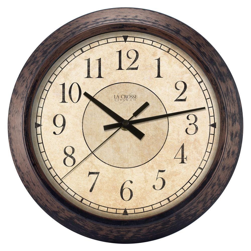 Rustic Brown 14" Round Analog Wall Clock