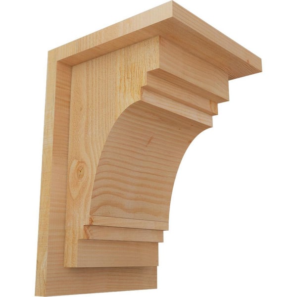 Ekena Millwork 8 in. x 8 in. x 12 in. Douglas Fir Pescadero Rough Sawn Corbel with Backplate