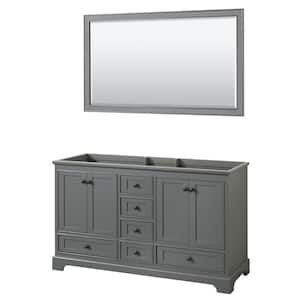 Deborah 59.25 in. W x 21.5 in. D x 34.25 in. H Double Bath Vanity Cabinet without Top in Dark Gray with 58 in. Mirror