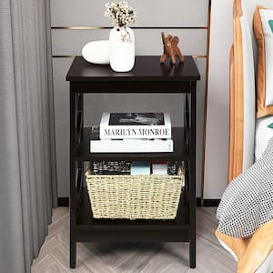 3-tier Nightstand Sofa Side End Accent Table Storage Display Shelf Espresso