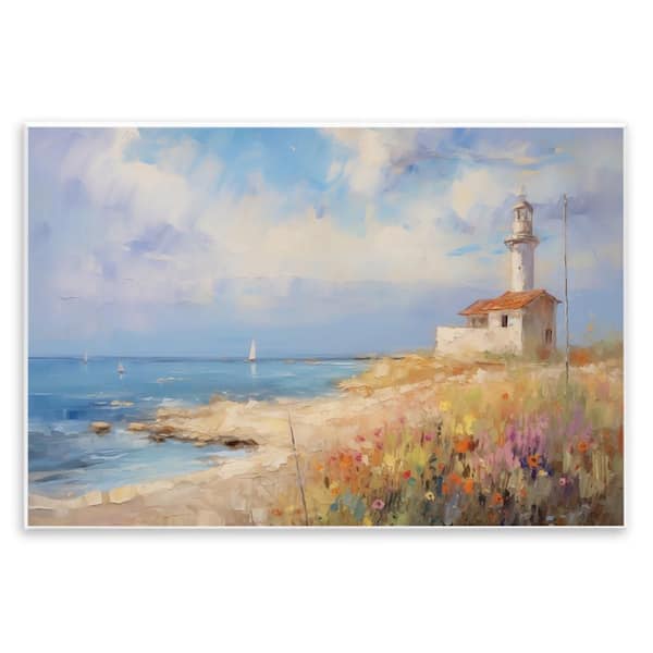 Stupell Industries Vintage Lighthouse View by LSR Design Studio Unframed Nature Graphic Art Print 13 in. x 19 in.
