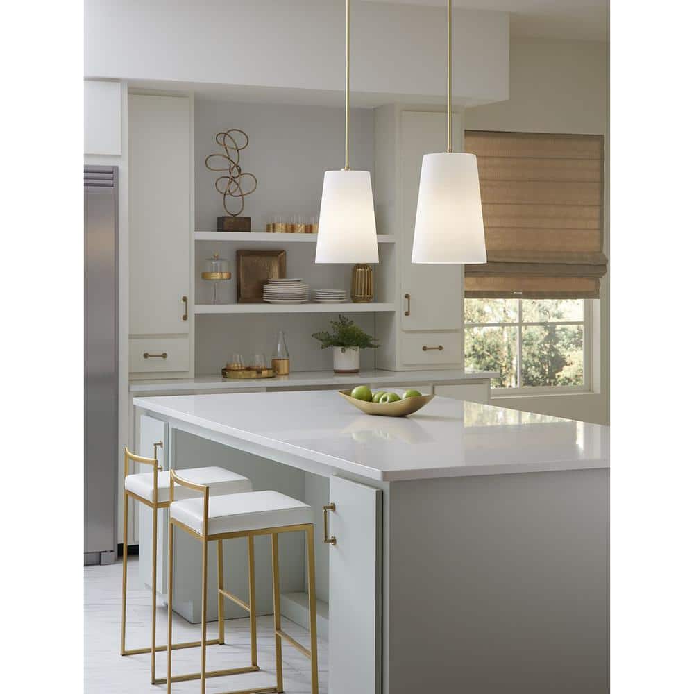Clarion Satin Brass and Glass Pendant Light
