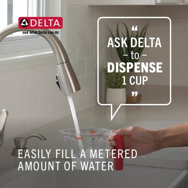 Delta Trinsic Touch2o Single Handle Pull Down Sprayer Kitchen Faucet Google Assistant Alexa Compatible In Chrome 9159tv Dst The Home Depot