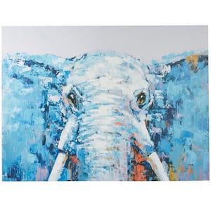 Unframed Canvas Blue Elephant Wall Art Print 47 in. x 63 in.