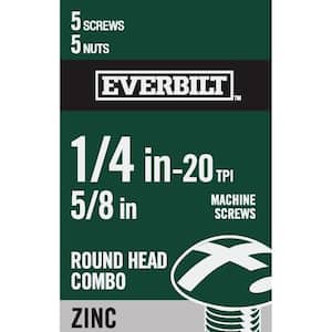 1/4 in.-20 x 5/8 in. Combo Round Head Zinc Plated Machine Screw (5-Pack)