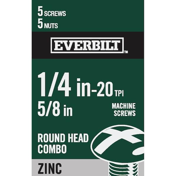 Everbilt 1/4 in.-20 x 5/8 in. Combo Round Head Zinc Plated Machine Screw (5-Pack)