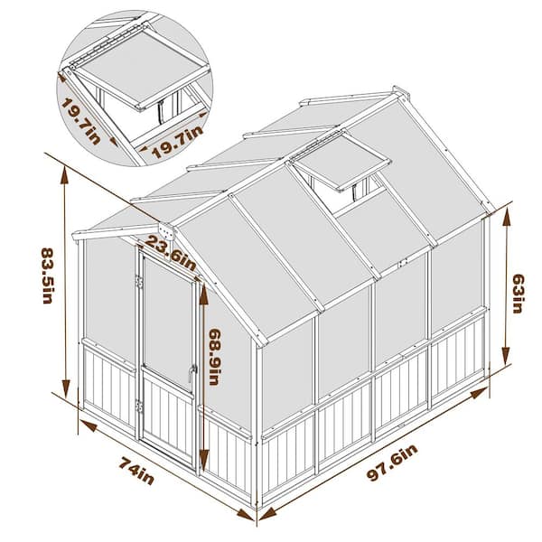 VEIKOUS 6 ft. x 8 ft. Cedar Wood Garden Plant Greenhouse for