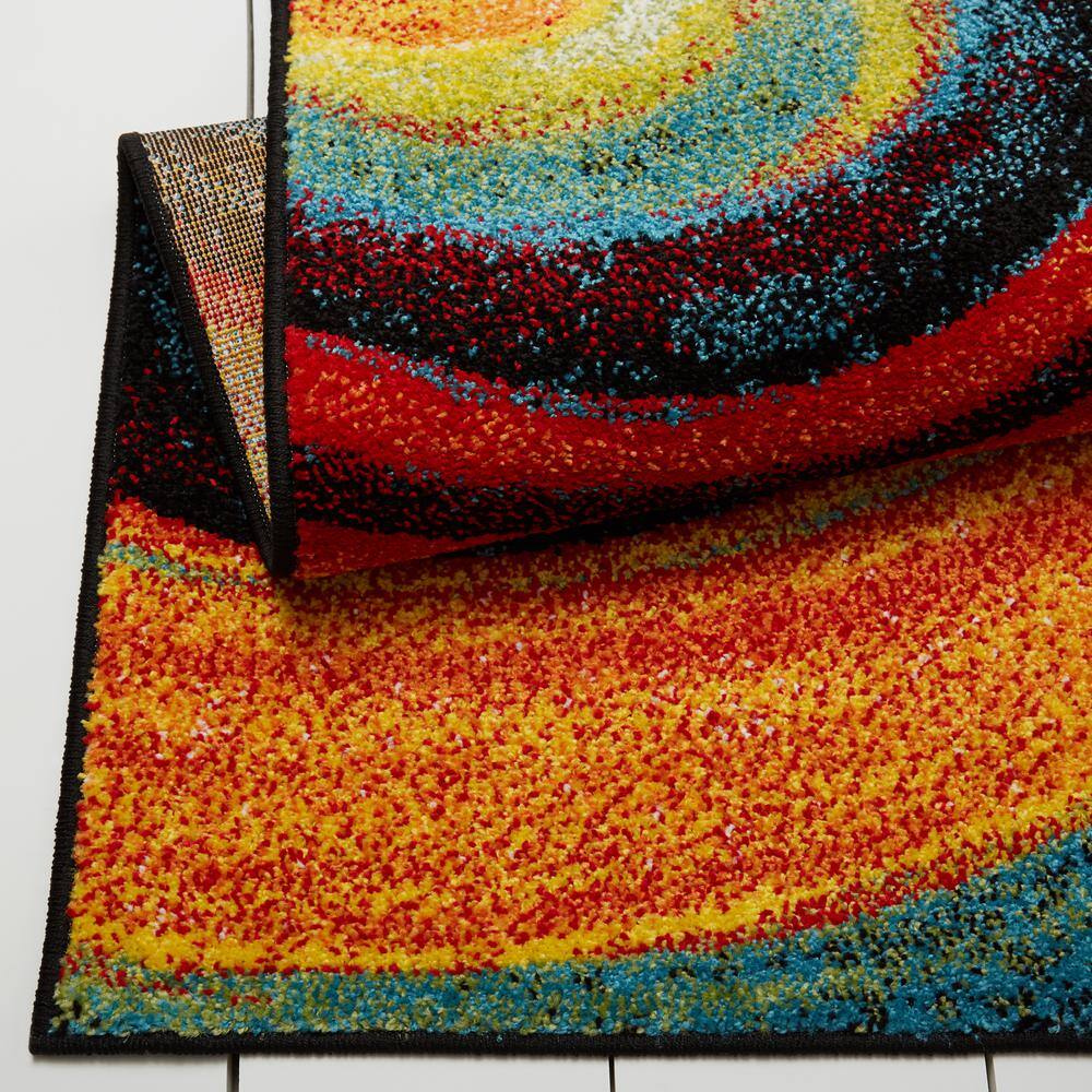 8' x 10' Red and Yellow Abstract Synthetic Area Rug