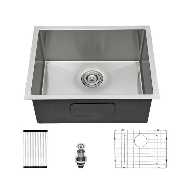 LORDEAR 26 in. Undermount Single Bowl 16 Gauge Stainless Steel Kitchen ...