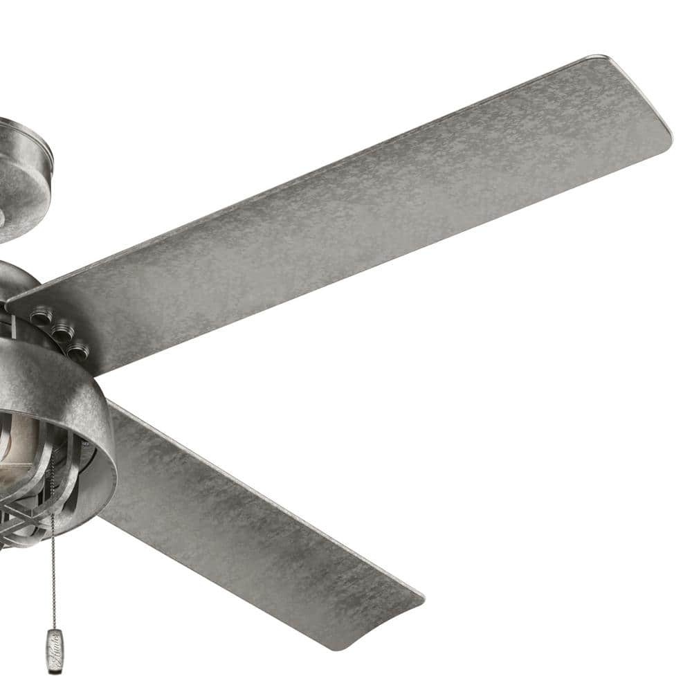 52" Painted Galvanized 4-Blade Ceiling Fan with LED Light Kit