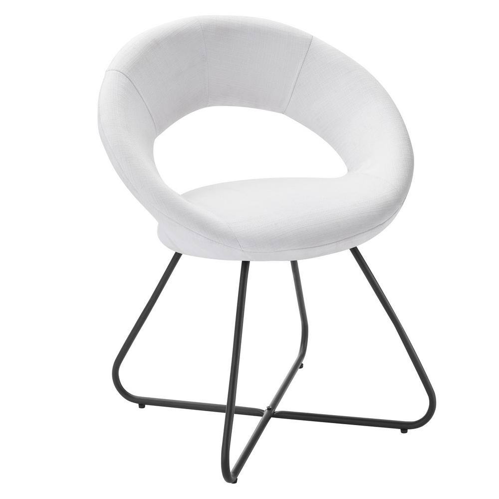 Nouvelle White Velvet Upholstered Side Chair with Metal Legs, Set of 2