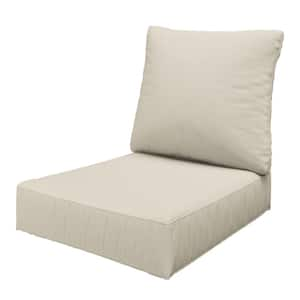 24 in. x 24 in. x 6.5 in. Outdoor Repacement Deep Seating Lounge Chair Cushion with Backrest Cream