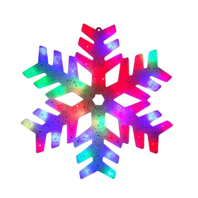 15 in. LED Color Changing Christmas Snowflake Window Silhouette