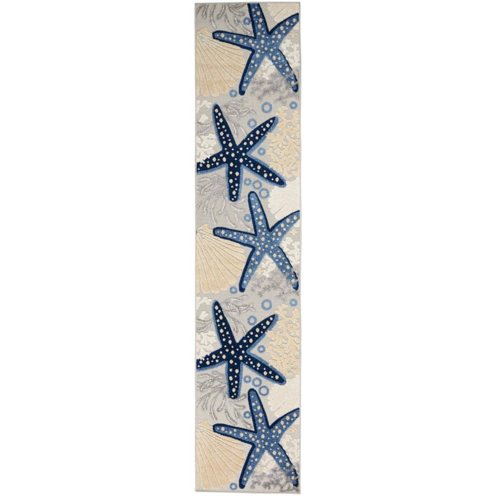 DALIFFCC Laundry Rug Runner Rug,24 x 72 Ocean Beach Starfish Rugs with  Rubber Backing,Flannel Ocean Theme Long Rugs for Bedroom Floor Mat Hallways